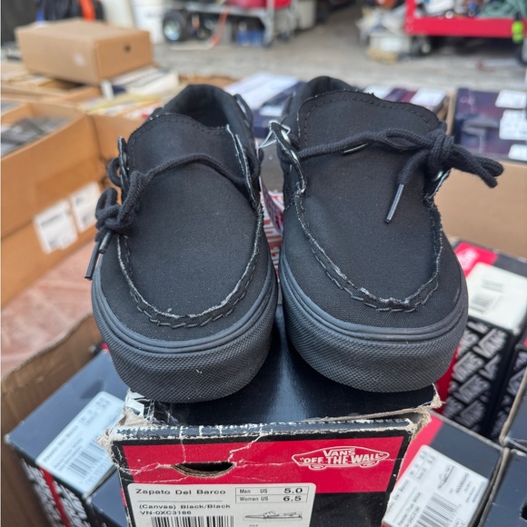 Vans Black Canvas Deck Shoes - Picture 1 of 4